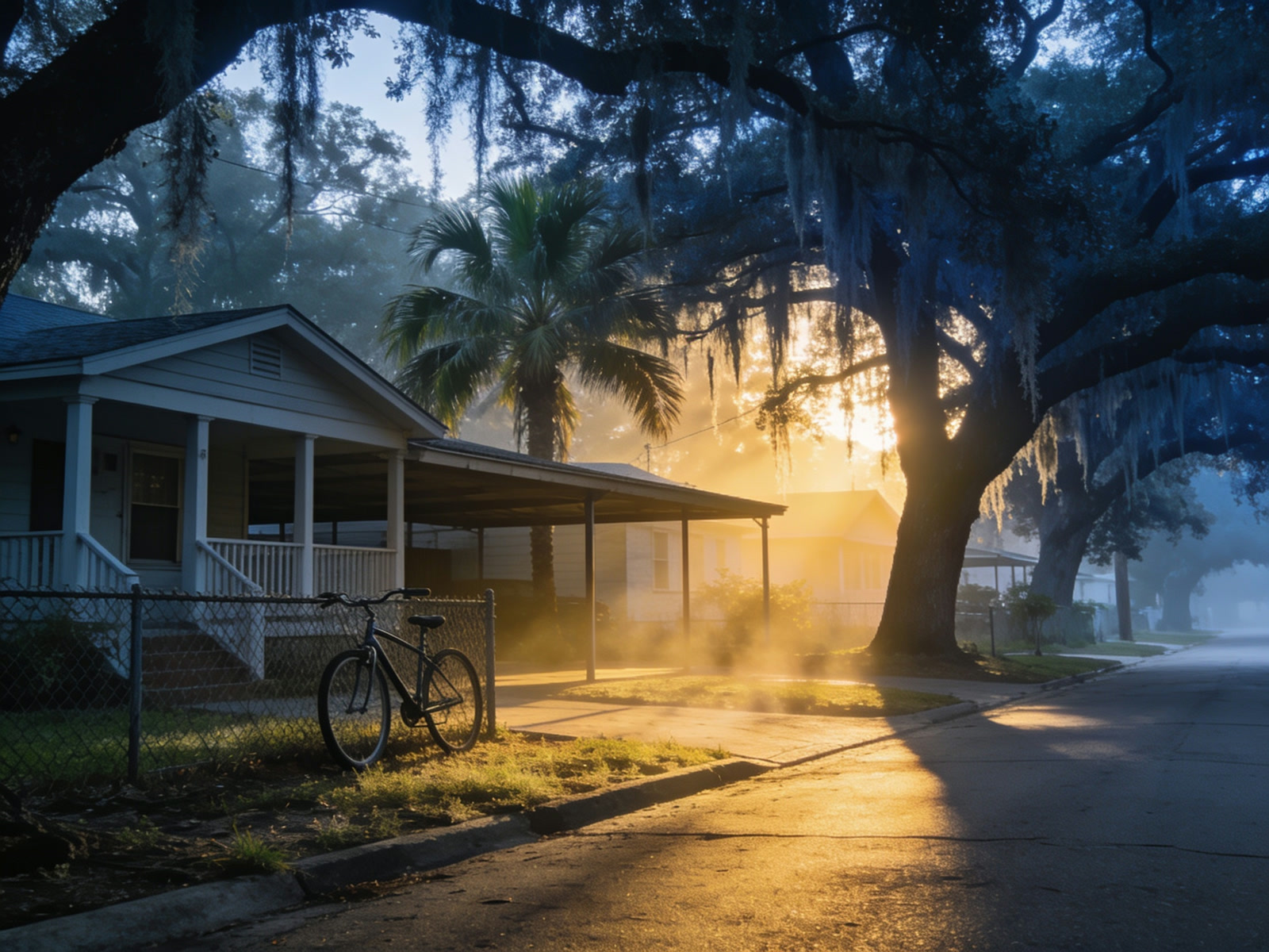 First light through the live oaks, a frame made with AI video tools