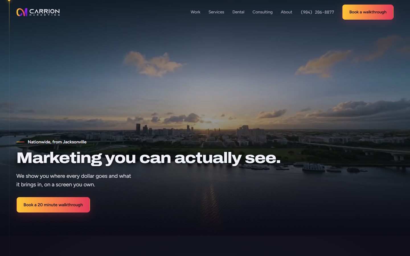 The new carrionmarketing.com homepage